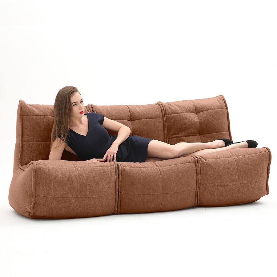терракотовое модульный диван-кинотеатр Mod3 Movie Couch шенилловое в интерьере домашний кинотеатр