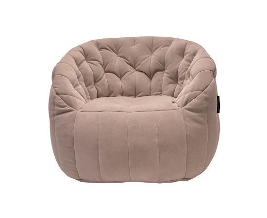 пудровое полукруглое бескаркасное кресло Butterfly Sofa велюровое для гостиной, домашнего кинотеатра и офиса