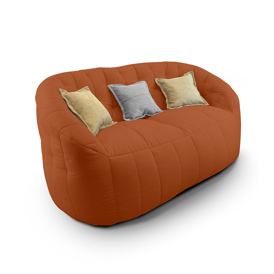 терракотовое двойной бескаркасный диван Butterfly Twin Sofa велюровое для гостиной и домашнего кинотеатра