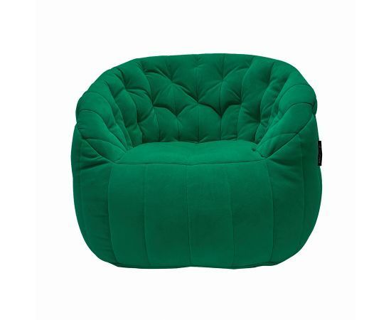 зелёное полукруглое бескаркасное кресло Butterfly Sofa велюровое для гостиной, домашнего кинотеатра и офиса