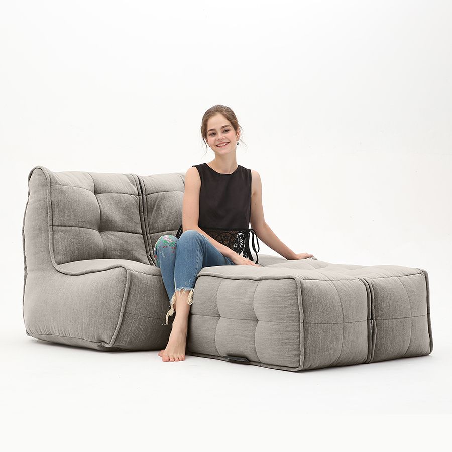 серое просторный модульный диван Twin Couch Deluxe шенилловое для гостиной и лаунж-зоны