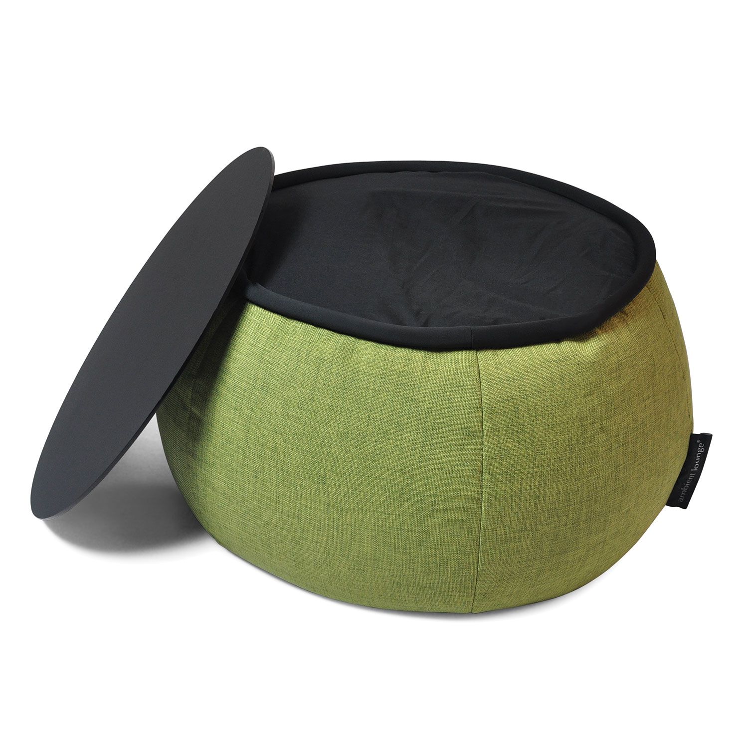 зелёное складной столик Versa Table из Sofa Weave для гостиной и лаунж-зоны рядом с диваном — крупный план