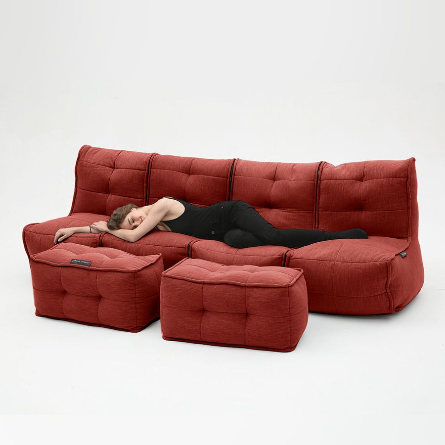 красное четырёхместный модульный диван Mod4 Quad Couch шенилловое для гостиной и домашнего кинотеатра