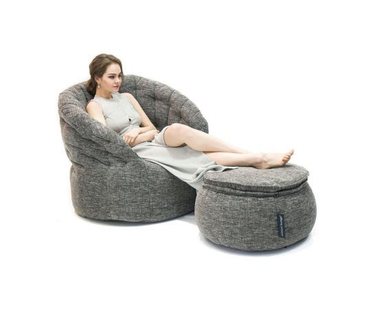 тёмно-серое кресло-шезлонг бескаркасное Butterfly Chaise из Sofa Weave для гостиной, спальни и лаунж-зоны
