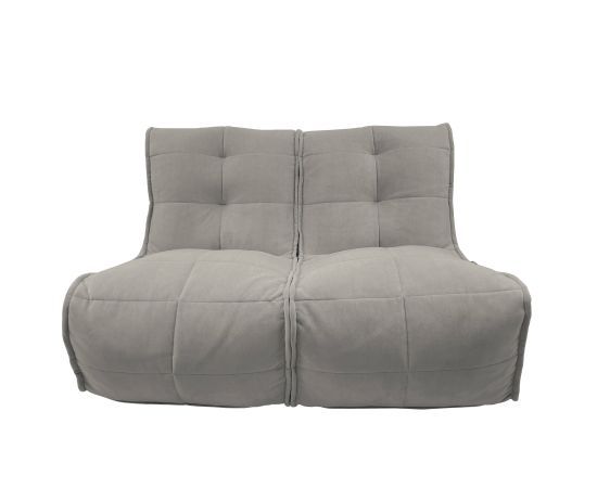светло-серое двойной модульный диван Twin Couch велюровое для гостиной и переговорной