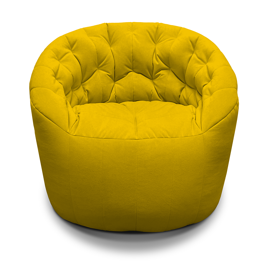 Купить лёгкое бескаркасное кресло Butterfly Light Sofa - Yellow Shine (желтый Велюр)