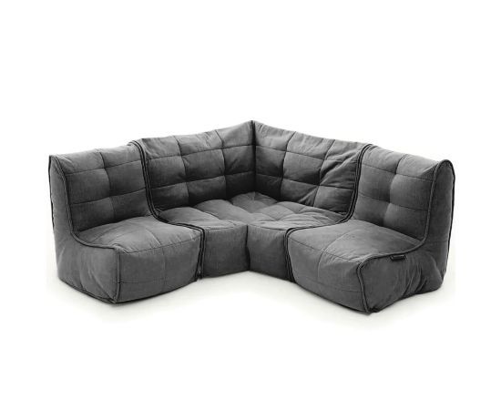 чёрное-графитовое угловой модульный диван Mod3 Cozy Corner шенилловое для гостиной и кабинета — крупный план