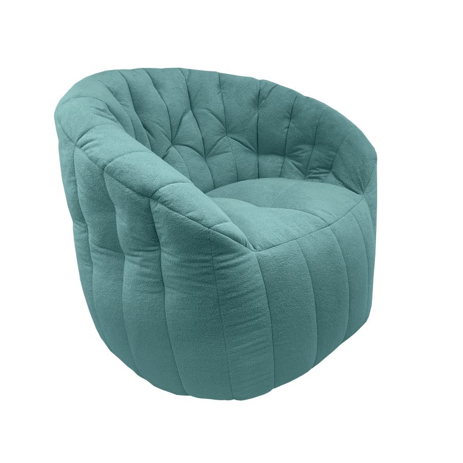 мятное полукруглое бескаркасное кресло Butterfly Sofa для гостиной, домашнего кинотеатра и офиса — вид сбоку