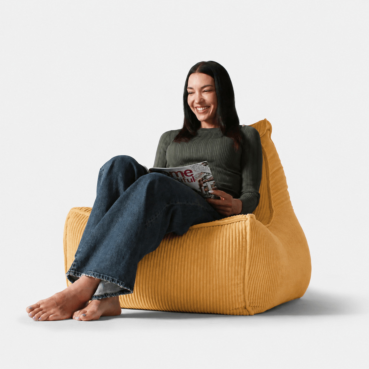 Бескаркасное кресло Tivoli Lounger в вельвете Yellow Shine — жёлтый цвет, Ambient Lounge