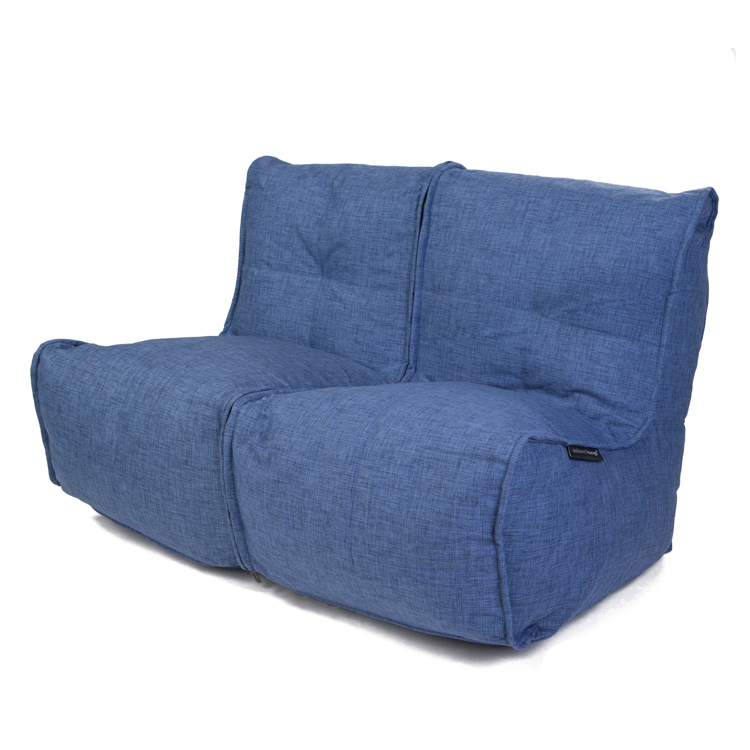 синее двойной модульный диван Twin Couch из Sofa Weave для гостиной и переговорной — вид сбоку
