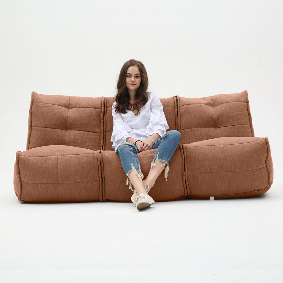 терракотовое модульный диван-кинотеатр Mod3 Movie Couch шенилловое для домашнего кинотеатра и гостиной — крупный план