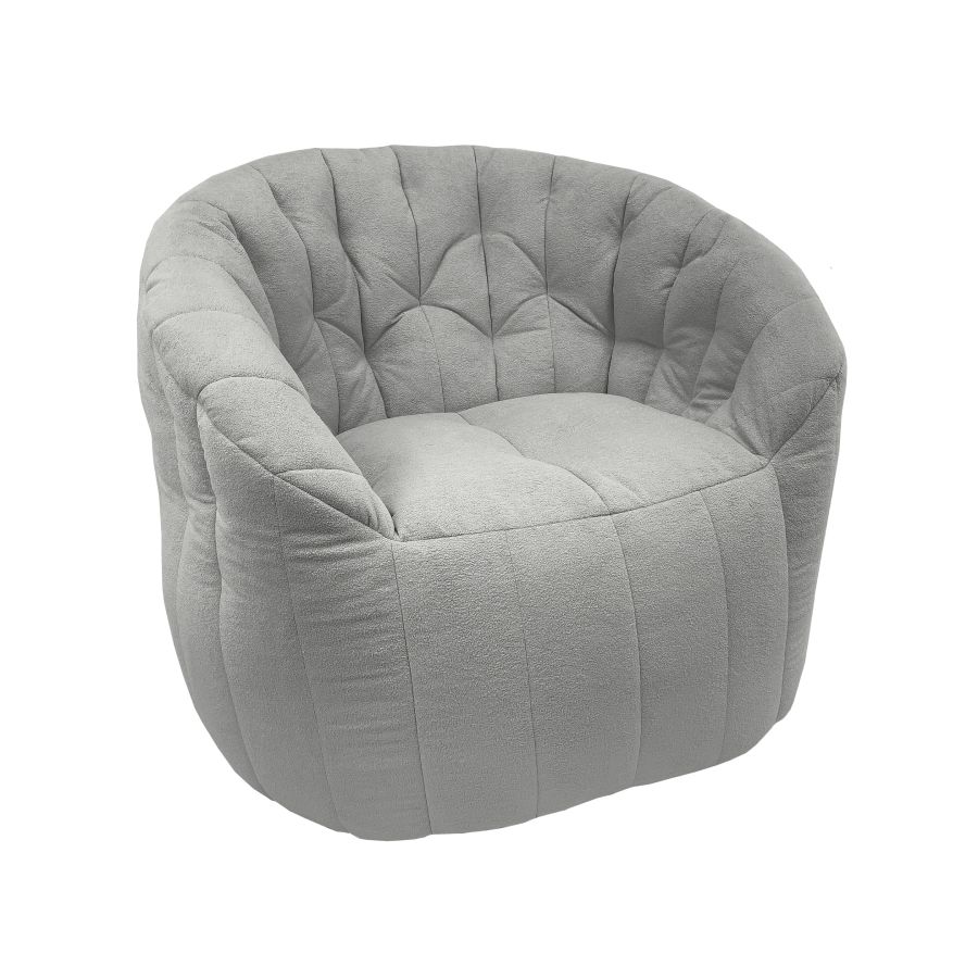 серое полукруглое бескаркасное кресло Butterfly Sofa в интерьере гостиная