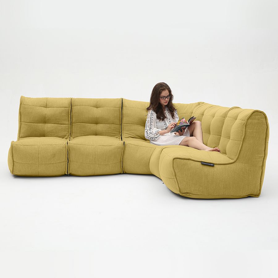 жёлтое Г-образный модульный диван Mod4 L Sofa шенилловое для гостиной и зала