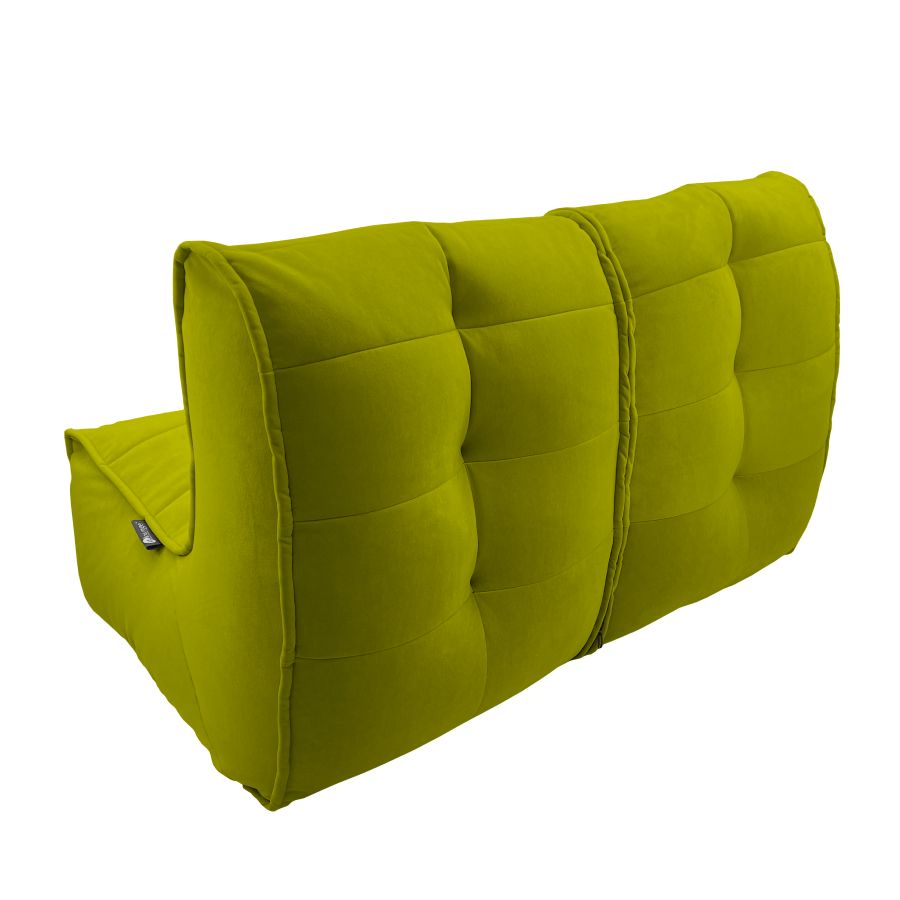 зелёное двойной модульный диван Twin Couch велюровое для гостиной и переговорной — крупный план