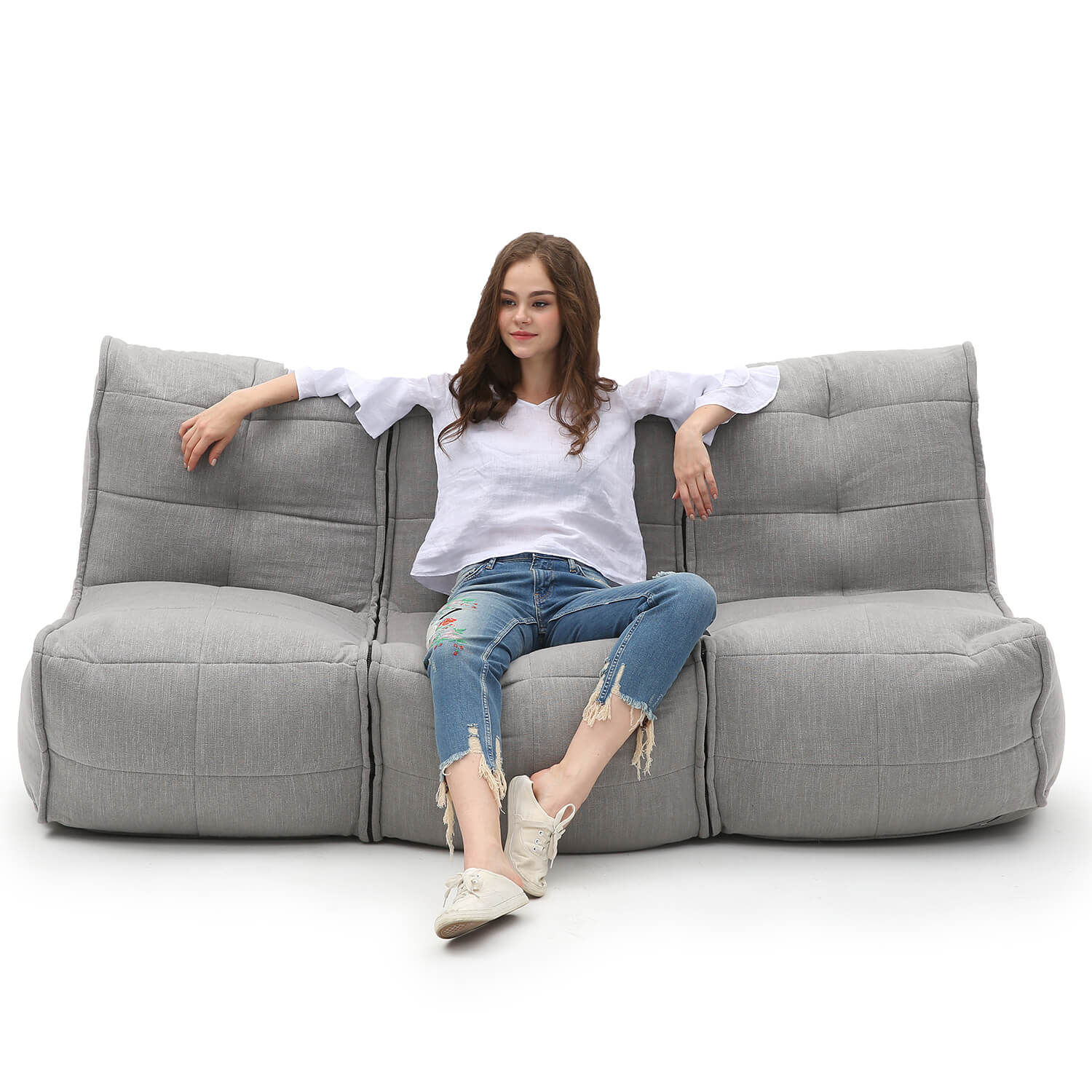серое модульный диван-кинотеатр Mod3 Movie Couch из Sofa Weave для домашнего кинотеатра и гостиной
