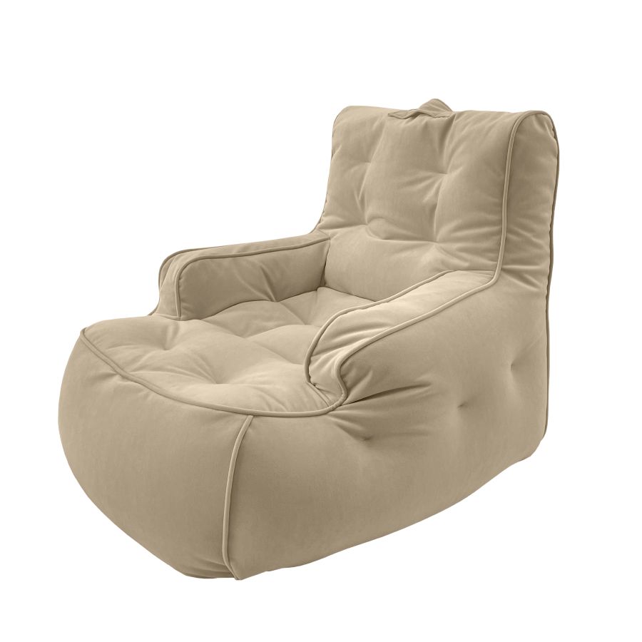 натуральное уличное лаунж-кресло Tranquility Armchair велюровое для террасы, сада и веранды — вид сбоку