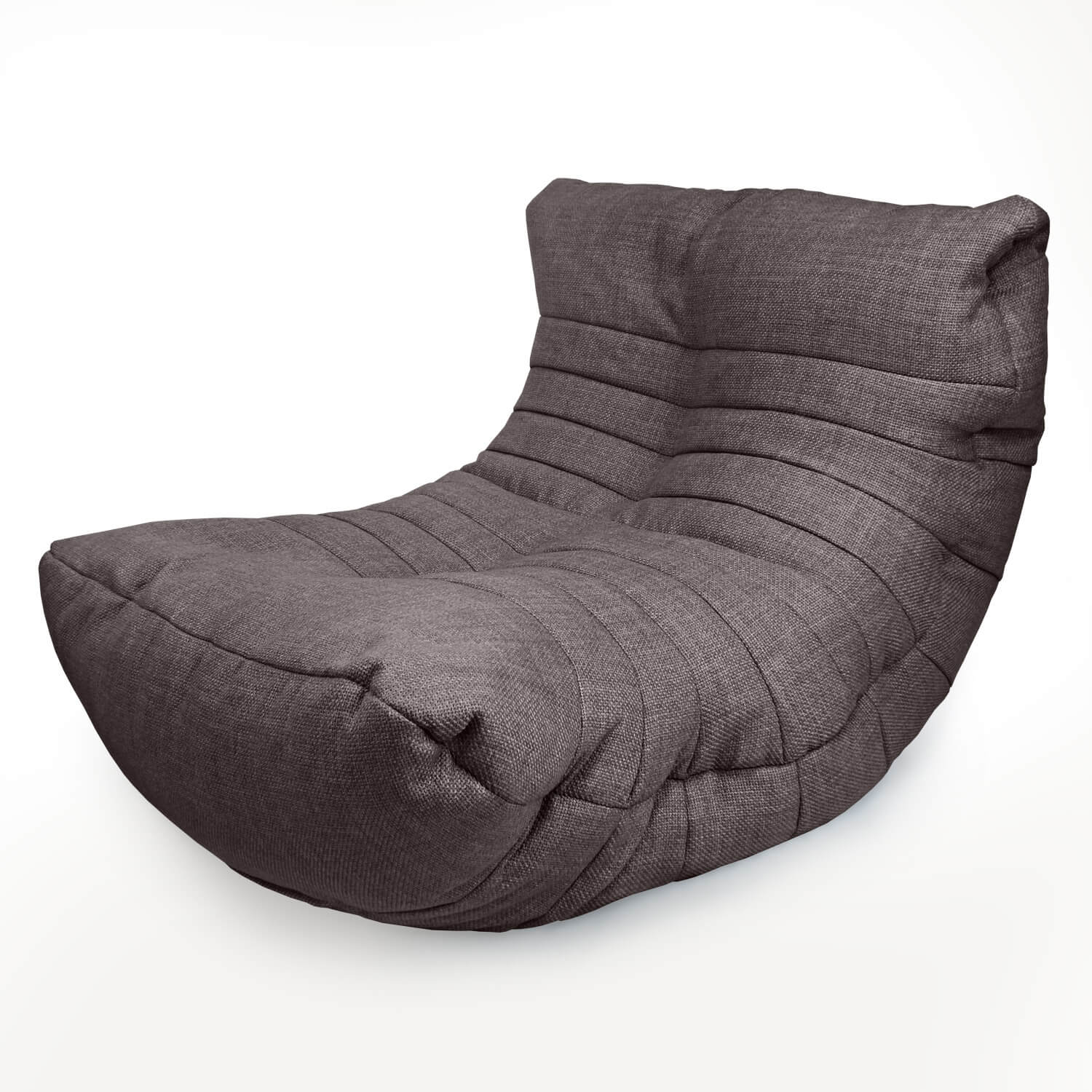 тёмно-серое акустический бескаркасный диван Acoustic Sofa из рогожки для домашнего кинотеатра, офиса и студии — вид сбоку