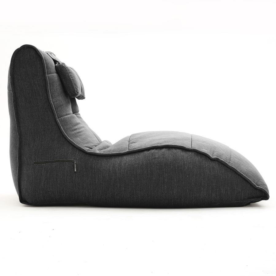 чёрное-графитовое бескаркасный лаунж-диван Avatar Sofa шенилловое для гостиной, кабинета и лаунж-зоны — вид сбоку