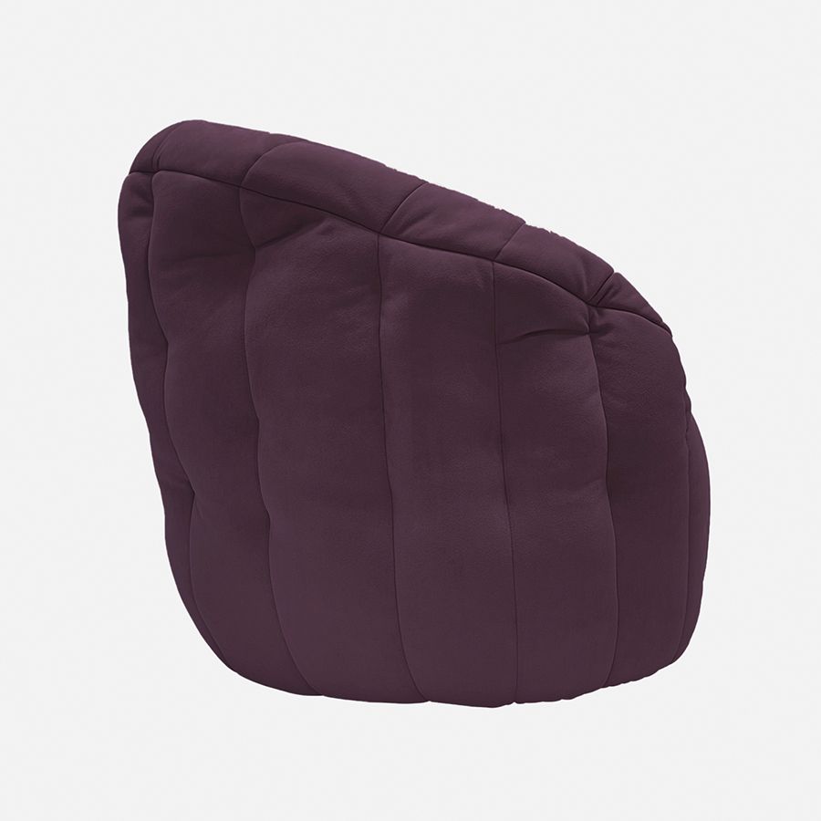 баклажановое полукруглое бескаркасное кресло Butterfly Sofa велюровое для гостиной, домашнего кинотеатра и офиса