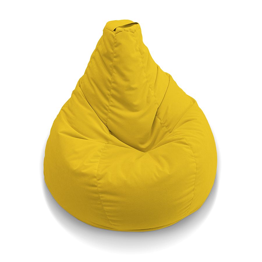 жёлтое классический пуф-мешок Bean Bag велюровое для детской, игровой и офиса — фото в интерьере