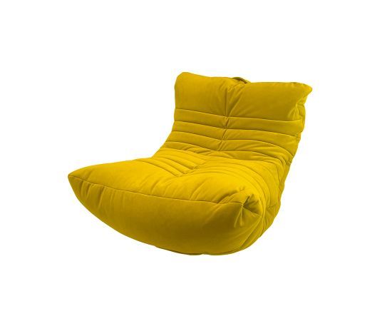 жёлтое акустический бескаркасный диван Acoustic Sofa велюровое для домашнего кинотеатра, офиса и студии — крупный план