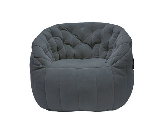 тёмно-серое полукруглое бескаркасное кресло Butterfly Sofa велюровое для гостиной, домашнего кинотеатра и офиса