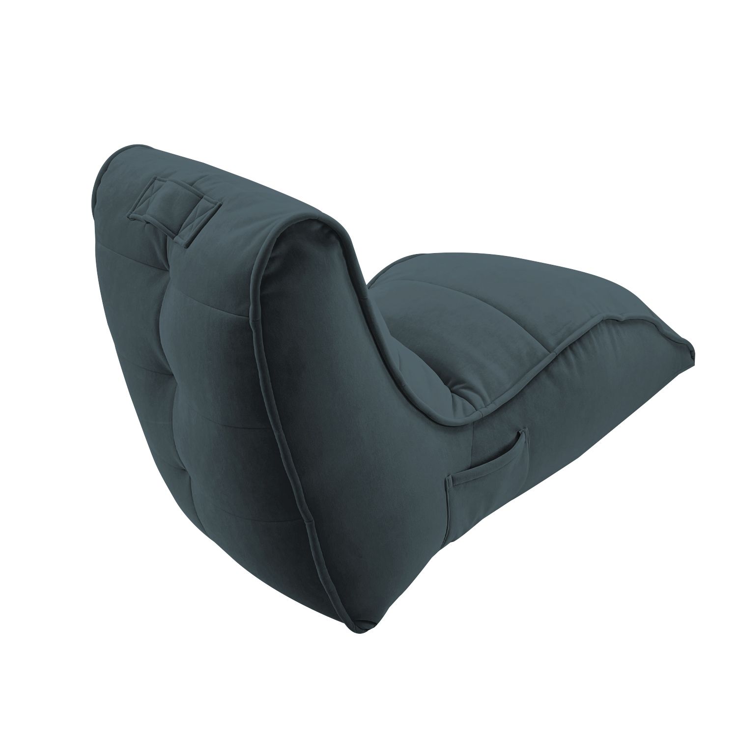 тёмно-серое бескаркасный лаунж-диван Avatar Sofa велюровое в интерьере гостиная