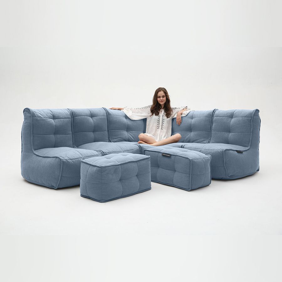 синее большой лаунж-гарнитур Mod5 Living Lounge шенилловое для гостиной и event-пространства