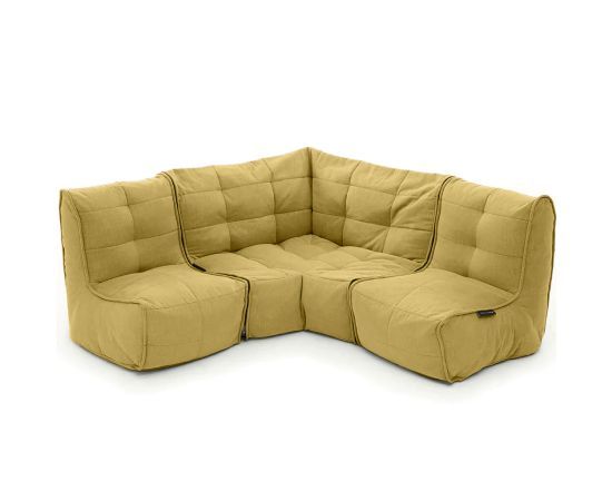 жёлтое угловой модульный диван Mod3 Cozy Corner шенилловое для гостиной и кабинета — крупный план