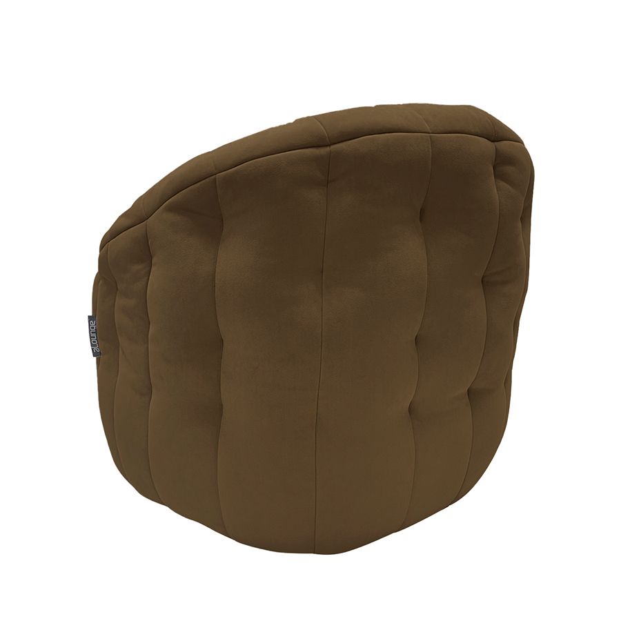 шоколадное полукруглое бескаркасное кресло Butterfly Sofa велюровое для гостиной, домашнего кинотеатра и офиса — вид сбоку