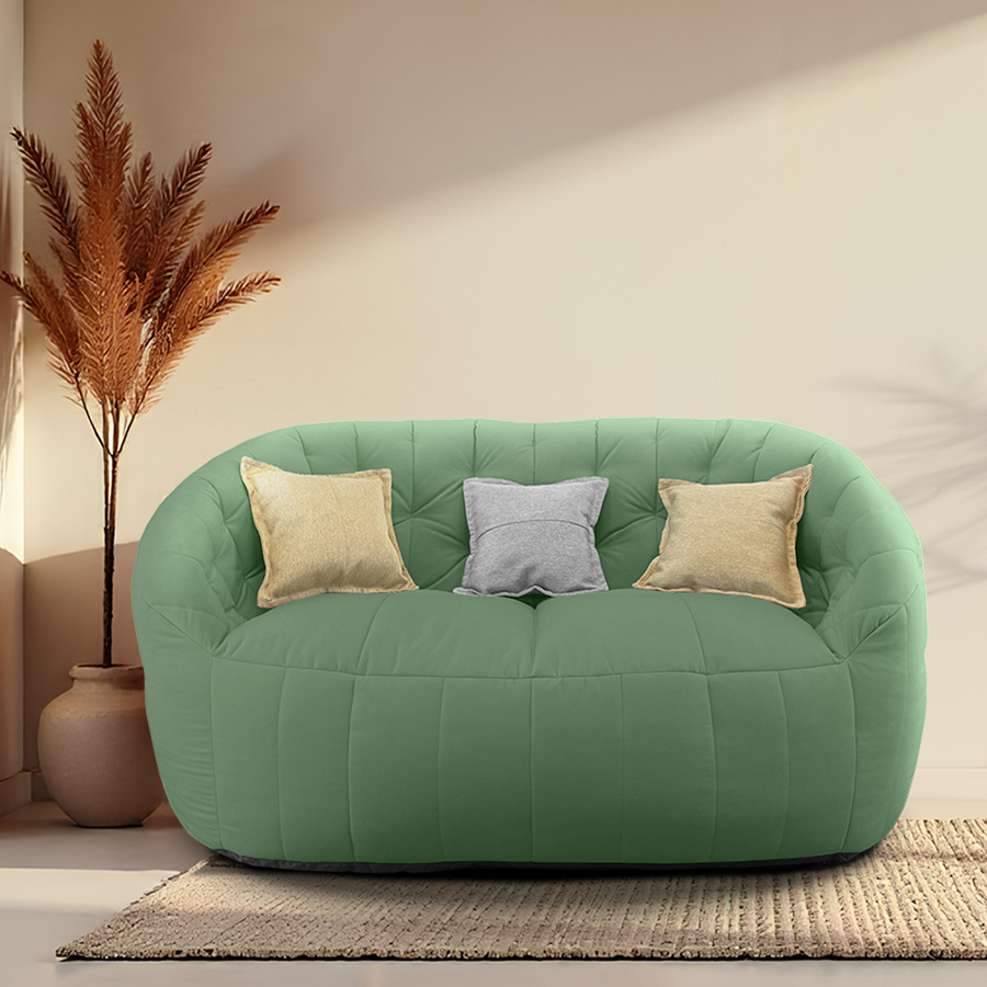 зелёное двойной бескаркасный диван Butterfly Twin Sofa велюровое в интерьере гостиная