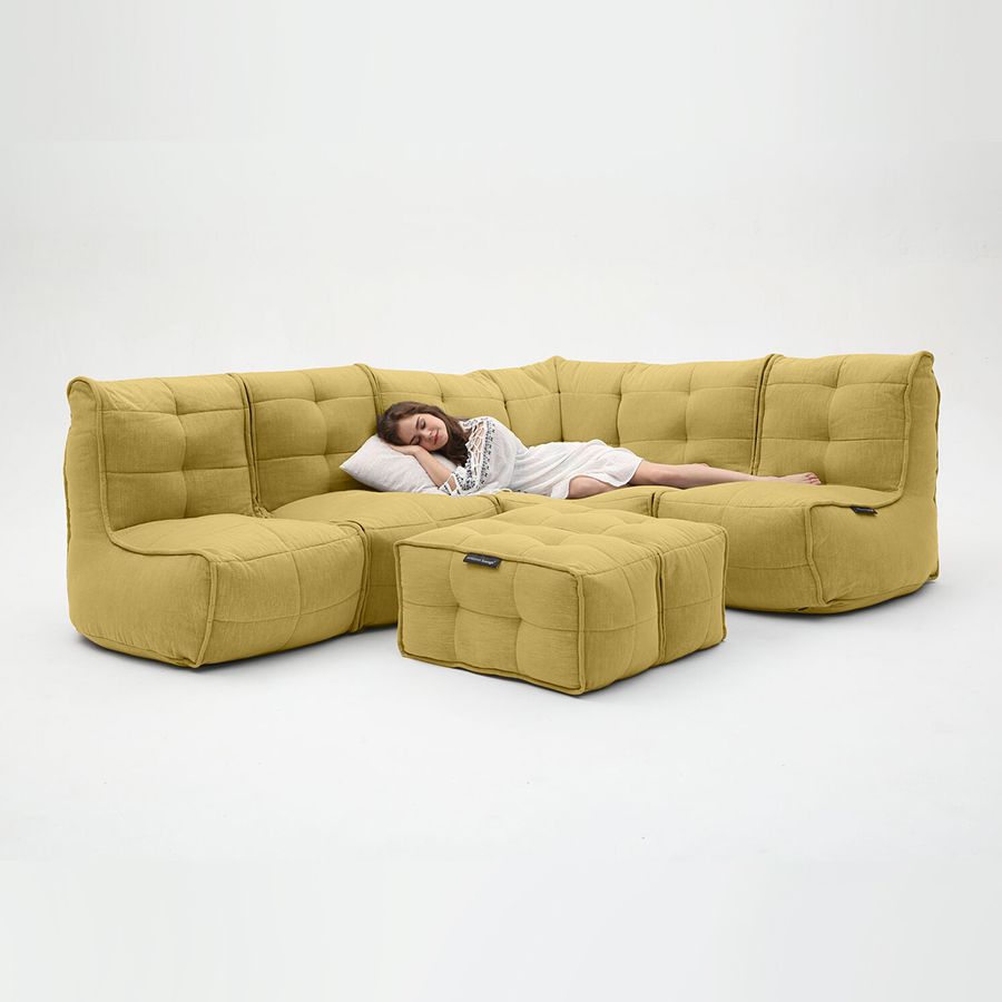 жёлтое большой лаунж-гарнитур Mod5 Living Lounge шенилловое в интерьере гостиная