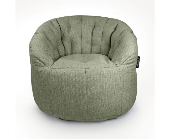 зелёное полукруглое бескаркасное кресло Butterfly Sofa из рогожки — дизайн и качество